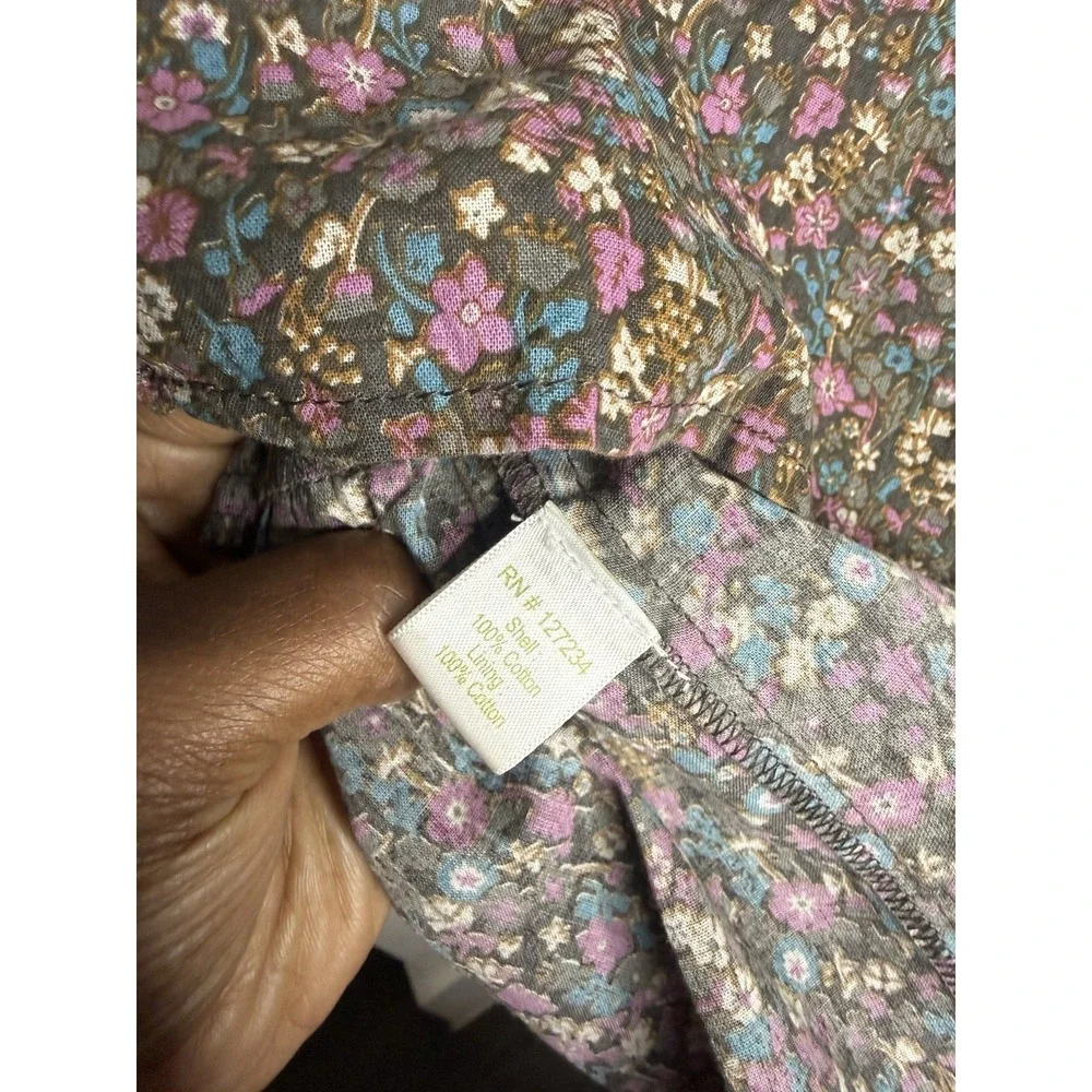 Garnet Hill Floral Cotton Maxi Skirt Size S Boho Peasant Prairie Cottagecore